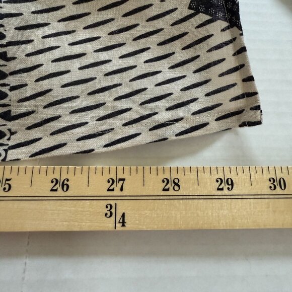 Lucy & Laurel Womens 3X Black & Beige 100% Linen Button-Down Blouse Country Y2K - Picture 7 of 9